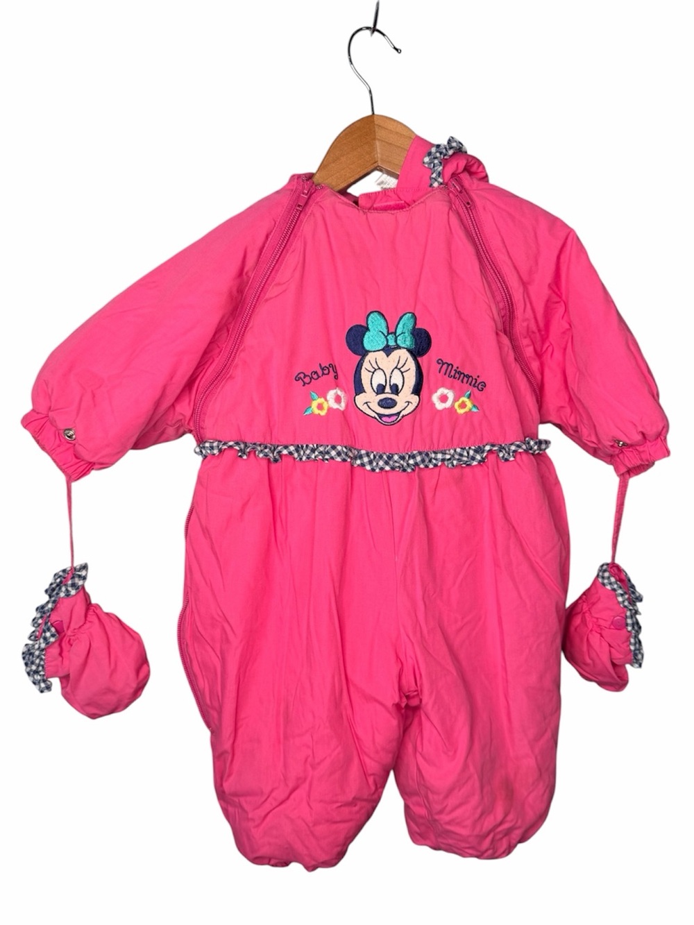 Vintage 90s Disney Babies Baby Minnie Mouse Hot Pink Bunting Snowsuit